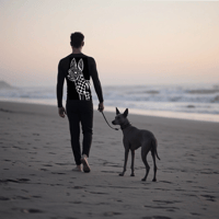 Image 2 of El Xolo Negro Back Print Men's Rash Guard