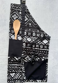Image 1 of Ankara Apron, African Print Apron, Tribal Print Apron, Kitchen Apron, Black and White Tribal