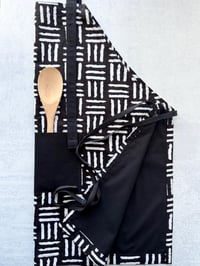 Image 1 of Ankara Apron, African Print Apron, Tribal Print Apron, Kitchen Apron, Black and White Dash