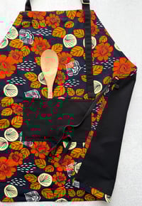 Image 2 of Ankara Apron, African Print Apron, Kitchen Apron, Navy Leaves and Flowers
