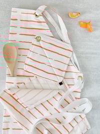 Image 1 of Kitchen Apron Gift Set, Adult Apron Set, Apron Gift Set, Orange Stripes