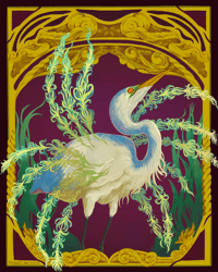 Image 2 of Art Nouveau Egret 8X10 Print