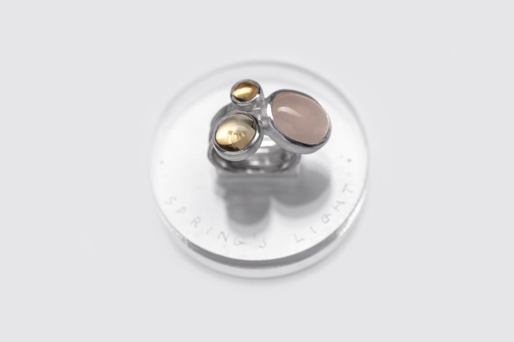 Image of "Spring's light" silver rings with rose quartz and citrines  · LUX VERIS ·