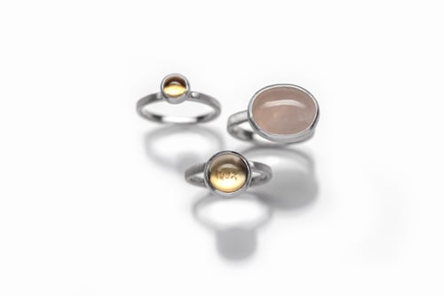 Image of "Spring's light" silver rings with rose quartz and citrines  · LUX VERIS ·