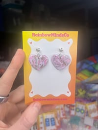 Image 2 of Rose aura heart earrings 
