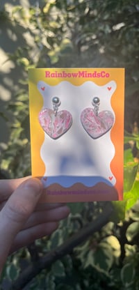Image 1 of Rose aura heart earrings 