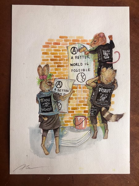 Image of 'A better world is possible" original watercoloiur