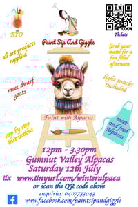 Image 2 of Paint with Alpacas Saturday 12th July 2025 @ Gumnut Valley Alpacas