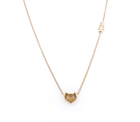 Image of 14 kt and Diamond Dog or Cat Necklaces