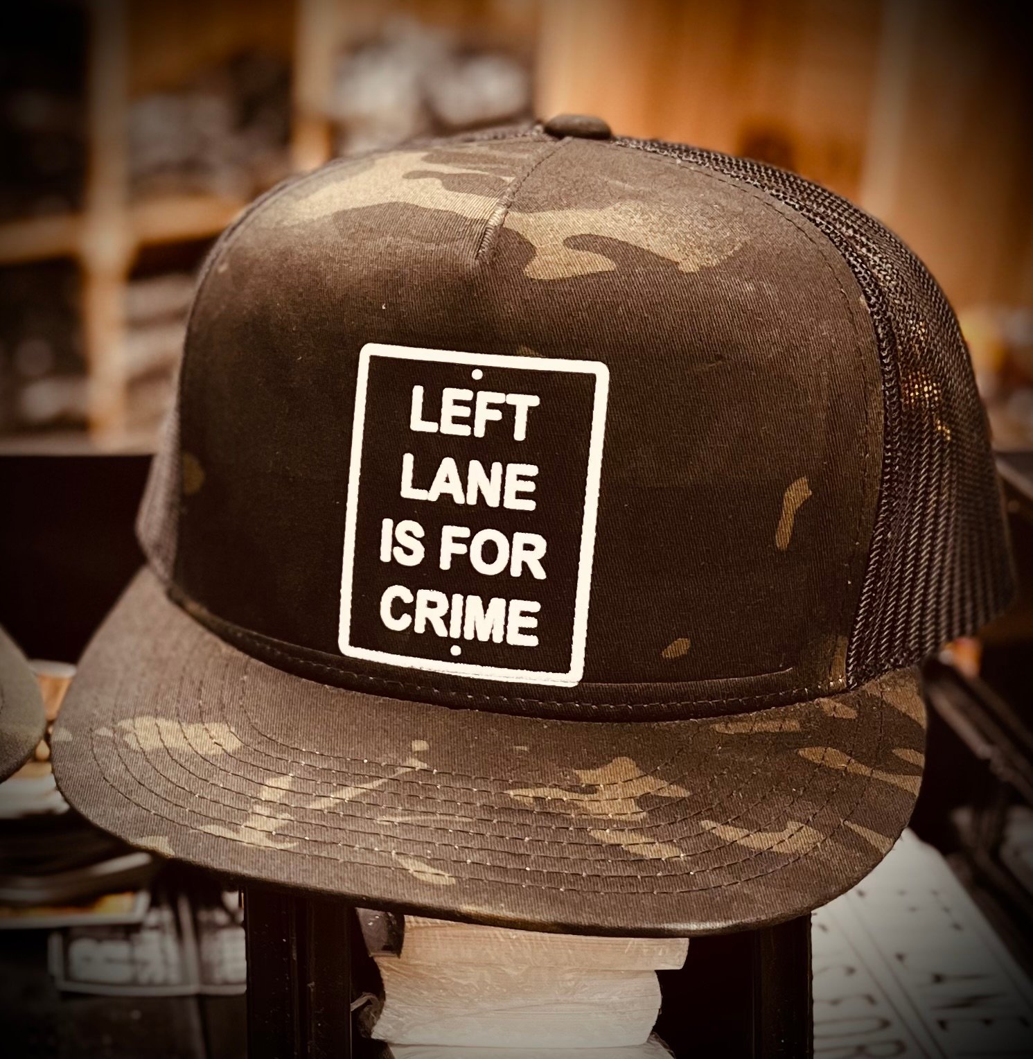 Image of Left Lane Is For Crime and Left Lane Syndicate printed hats