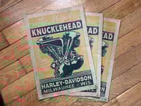 Image 1 of The Mighty Knucklehead Linocut Print (Olive Drab paper edition) FREE SHIPPING