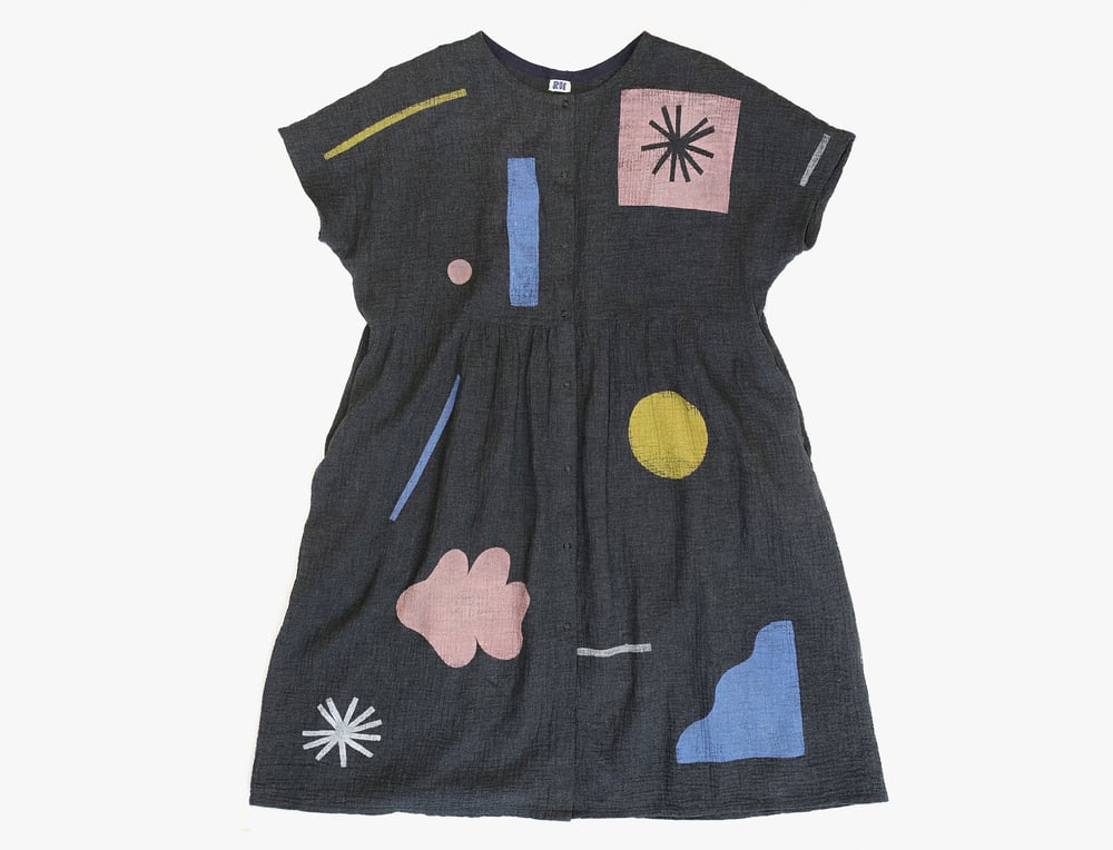 Image of DARK GREY WIDE MUSLIN DRESS