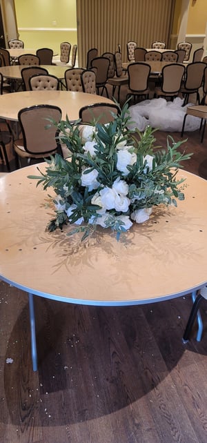 Image of Green and white flowers silk  centerpieces  40 cm 