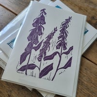 Foxgloves 5x7 inch linocut card