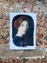 Shadows and a Black Cat Original Mixed Media Painting