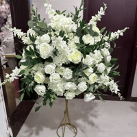 Image 3 of White  and green  silk flowers  centerpiece