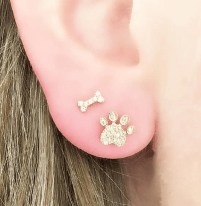 Image of 14kt and Diamond Fish Studs and Dog Bones