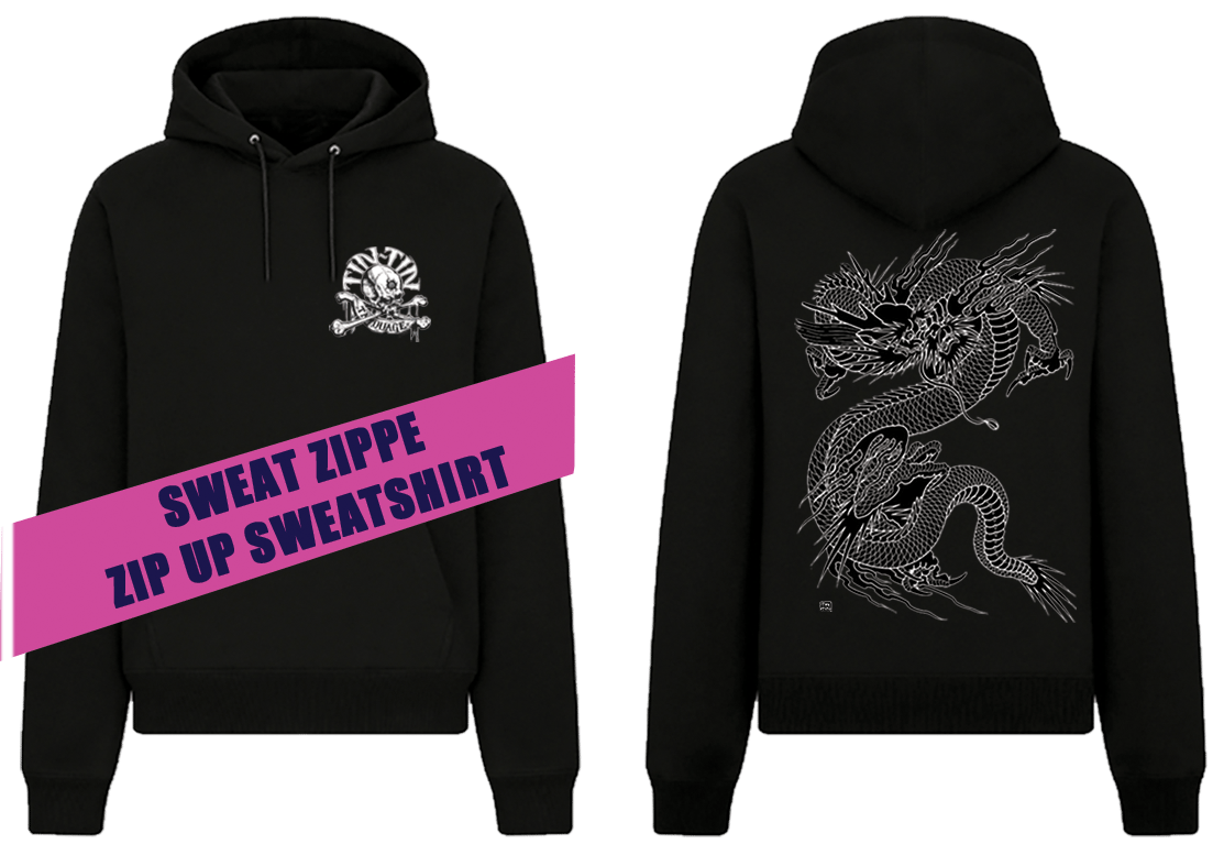 Sweat Zippé Tin-tin dragon blanc