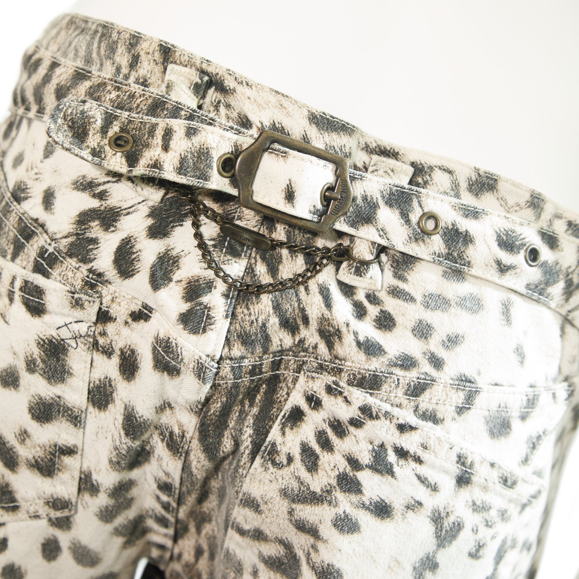 Image of Roberto Cavalli Leopard Print Low Rise Jeans