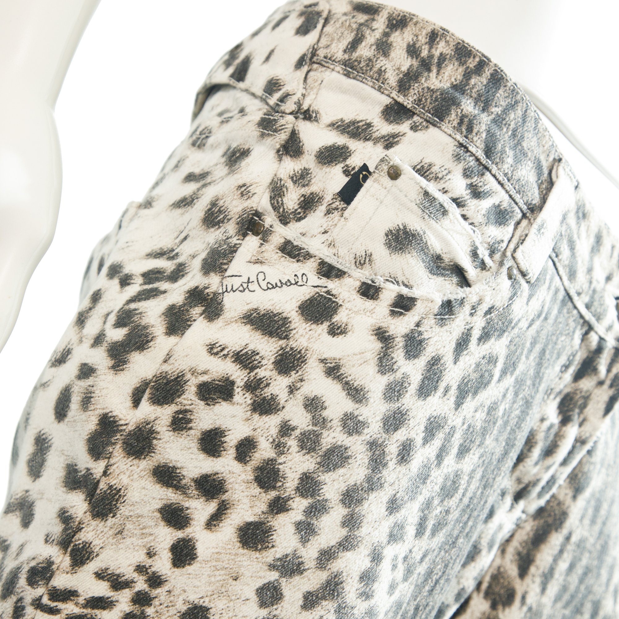 Image of Roberto Cavalli Leopard Print Low Rise Jeans