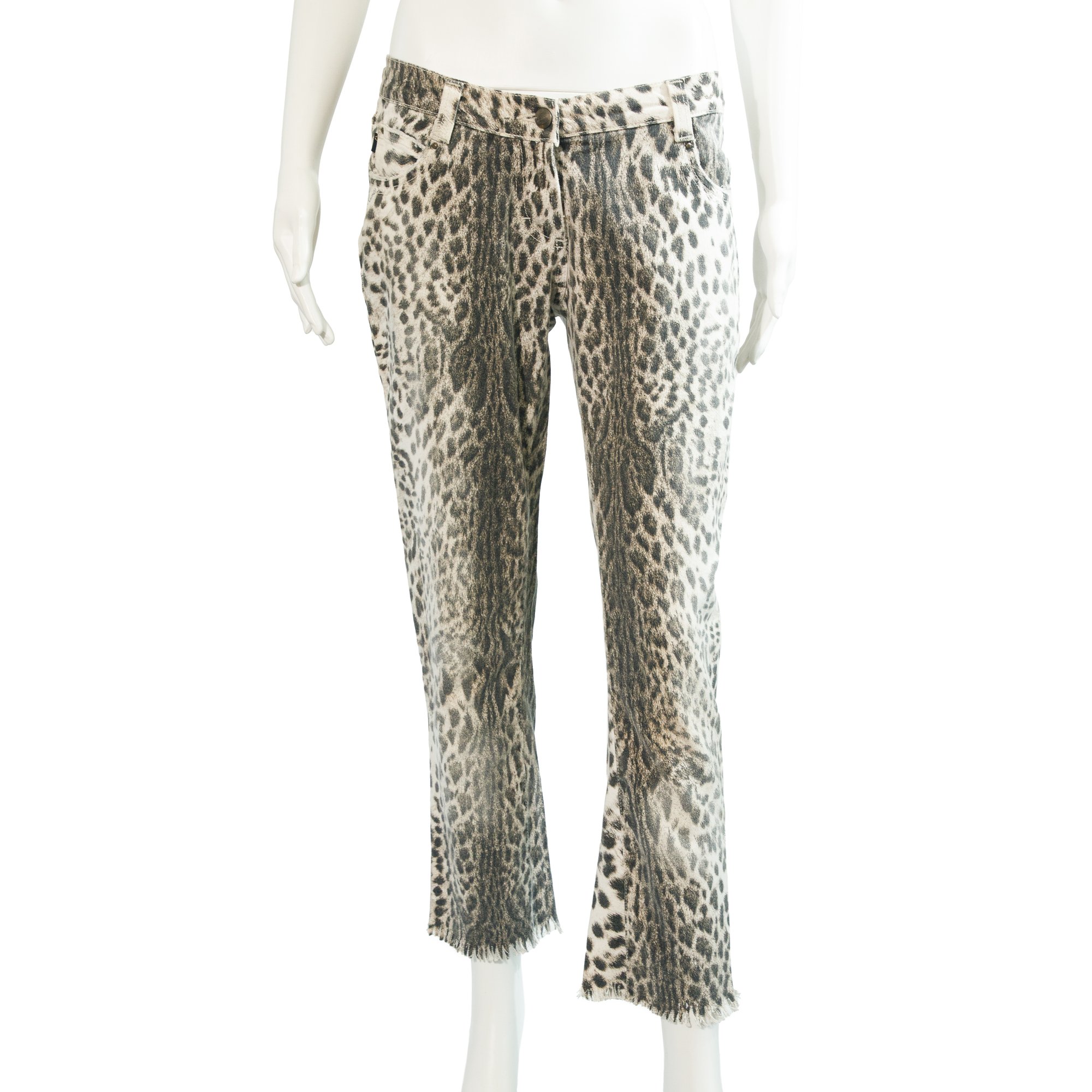 Image of Roberto Cavalli Leopard Print Low Rise Jeans