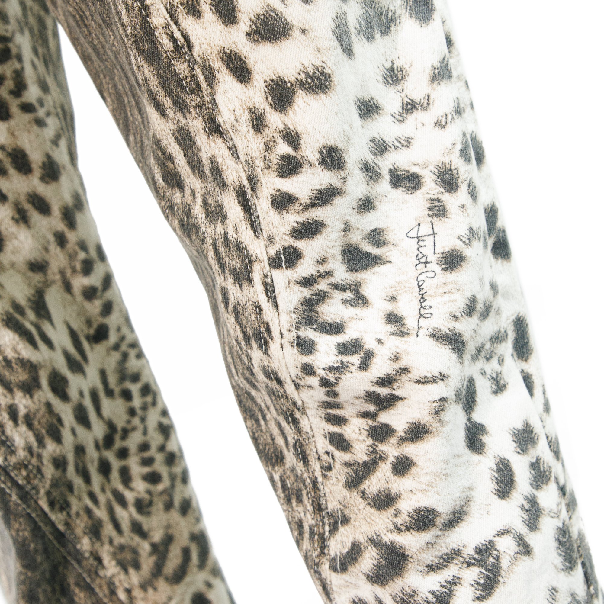 Image of Roberto Cavalli Leopard Print Low Rise Jeans