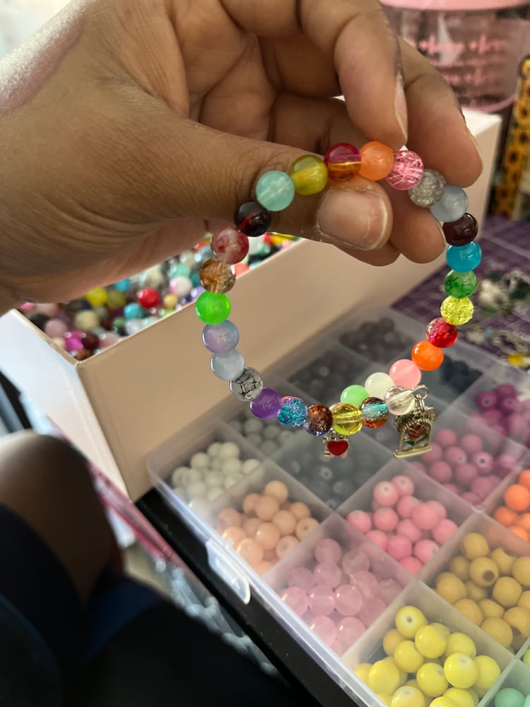 Image of Multi colored beaded memory wire