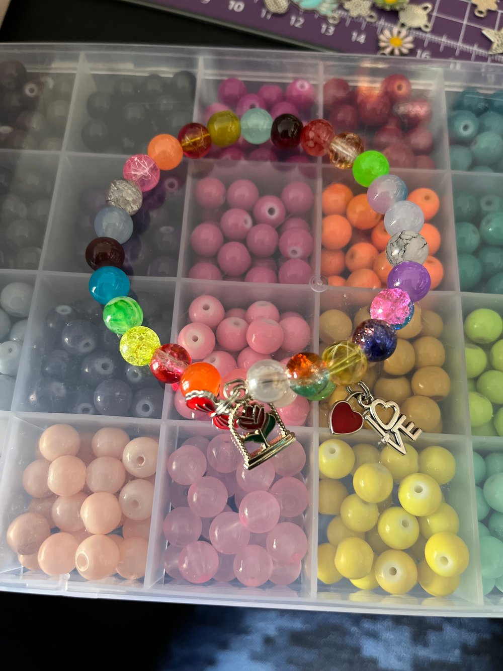 Image of Multi colored beaded memory wire