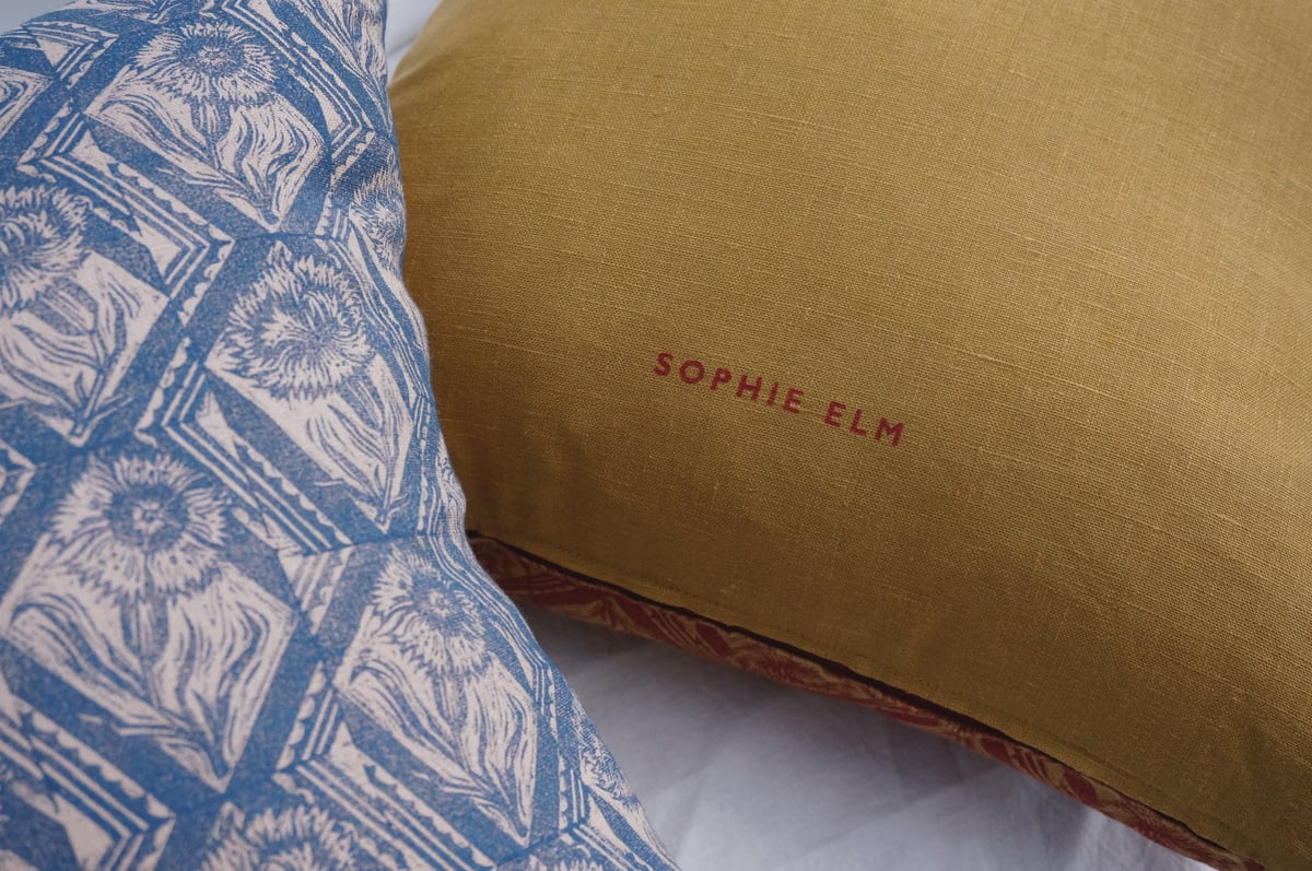 Image of Garden Pinks - Block Printed - Cushion - Ginger + Berry