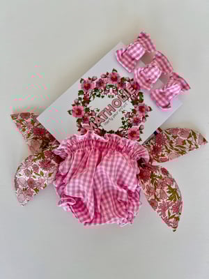 Image of Bikini vichy rose et liberty poppy pink