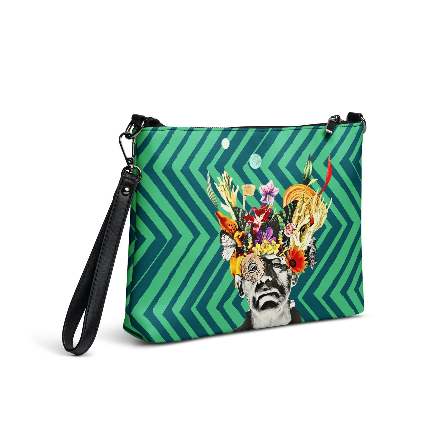 Image of Frankenflower - Green ZigZag - Crossbody Bag - Crossover Purse