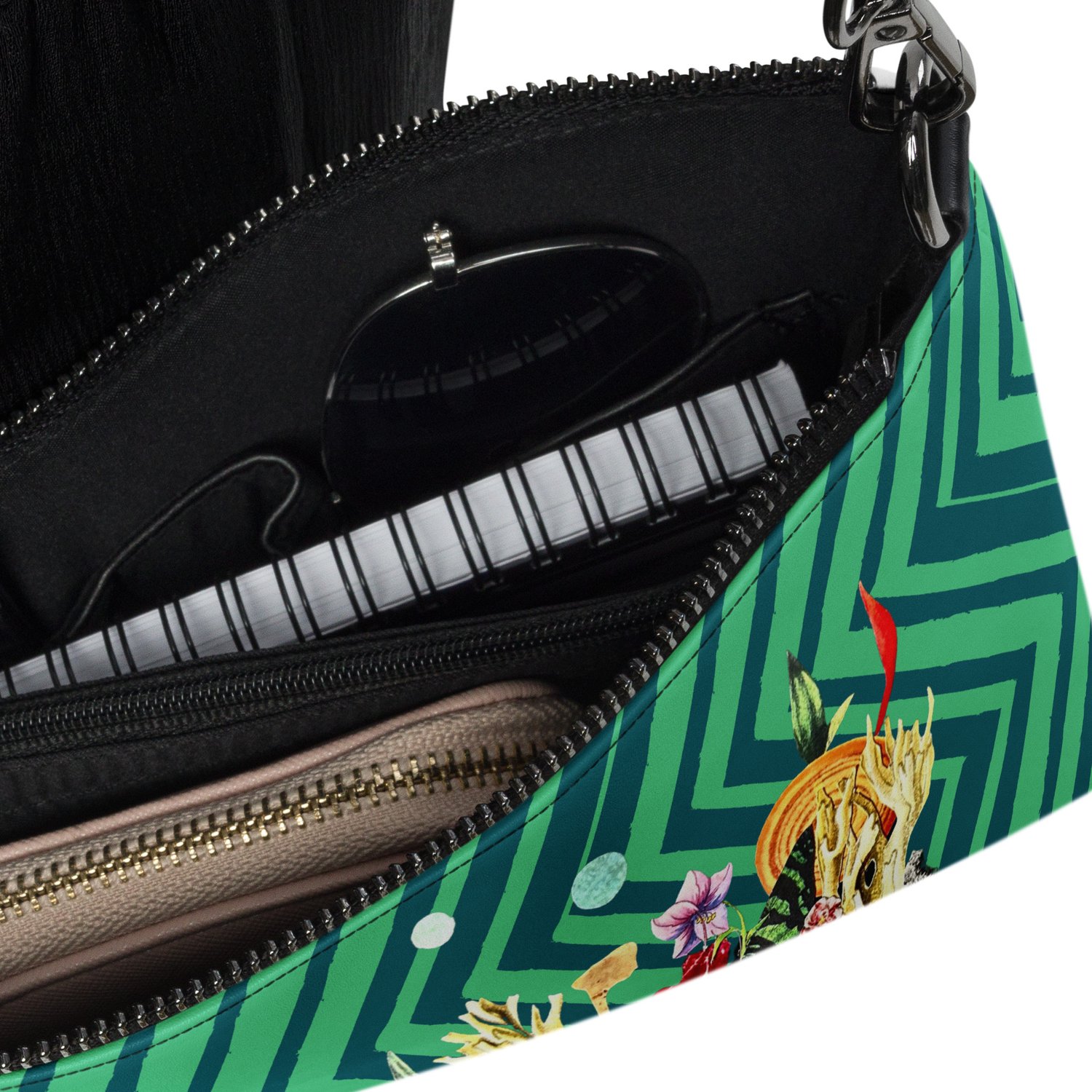 Image of Frankenflower - Green ZigZag - Crossbody Bag - Crossover Purse 
