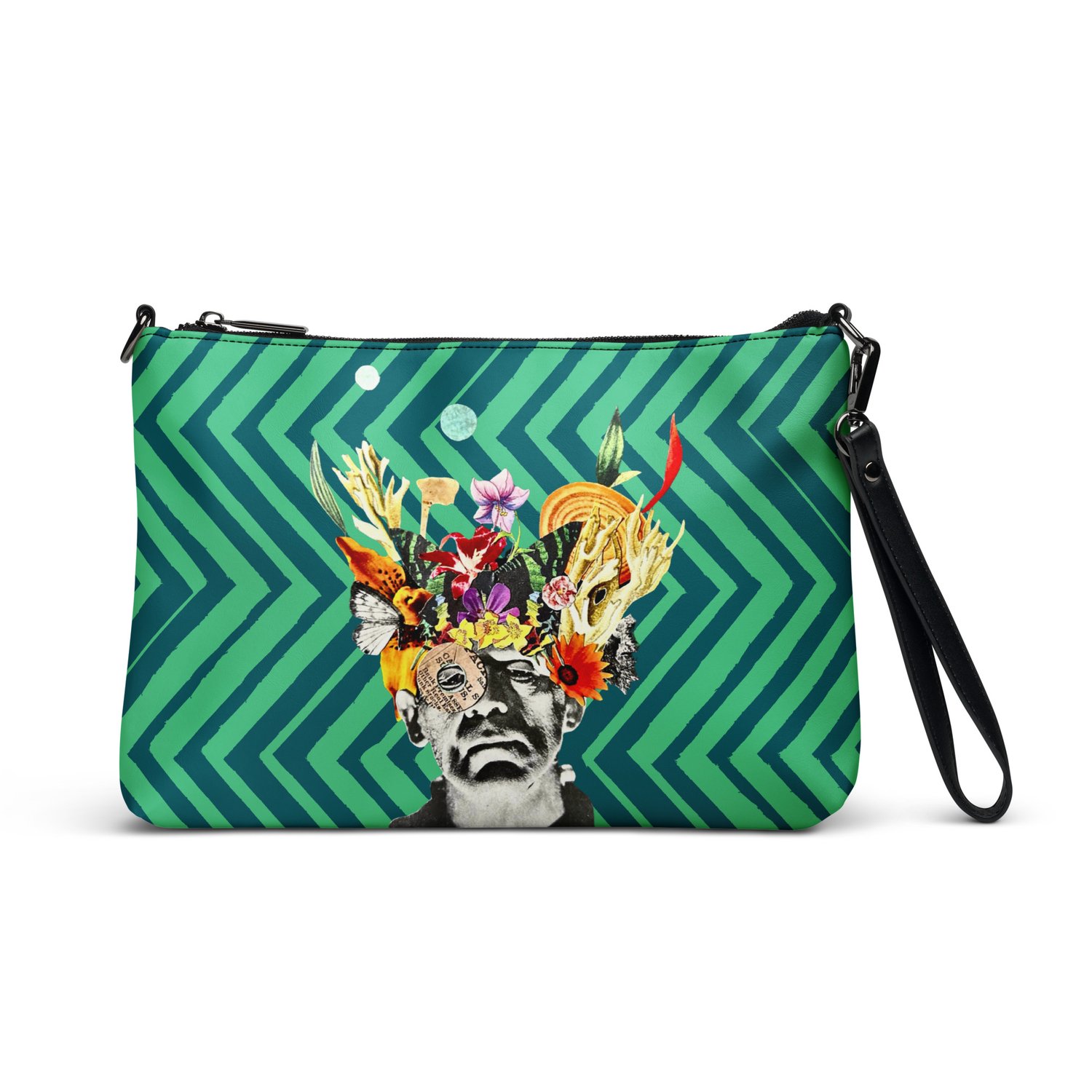 Image of Frankenflower - Green ZigZag - Crossbody Bag - Crossover Purse