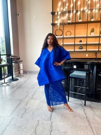 Image 2 of RYGYNA SHORT KAFTAN WITH MESH SET – ROYAL BLUE