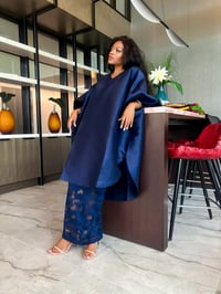 Image 2 of RYGYNA SHORT KAFTAN WITH MESH SET – NAVY BLUE