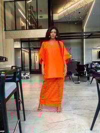 Image 1 of RYGYNA SHORT KAFTAN WITH MESH SET – ORANGE