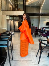 Image 2 of RYGYNA SHORT KAFTAN WITH MESH SET – ORANGE