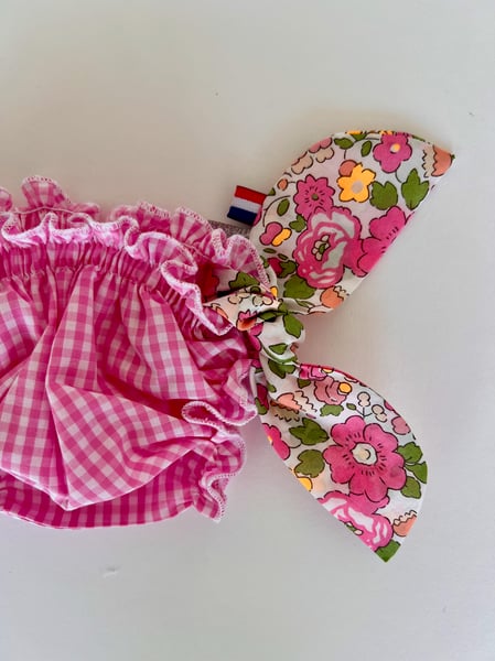 Image of Bikini vichy rose et liberty Betsy rose et vert