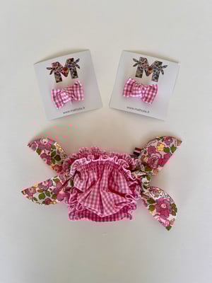 Image of Bikini vichy rose et liberty Betsy rose et vert