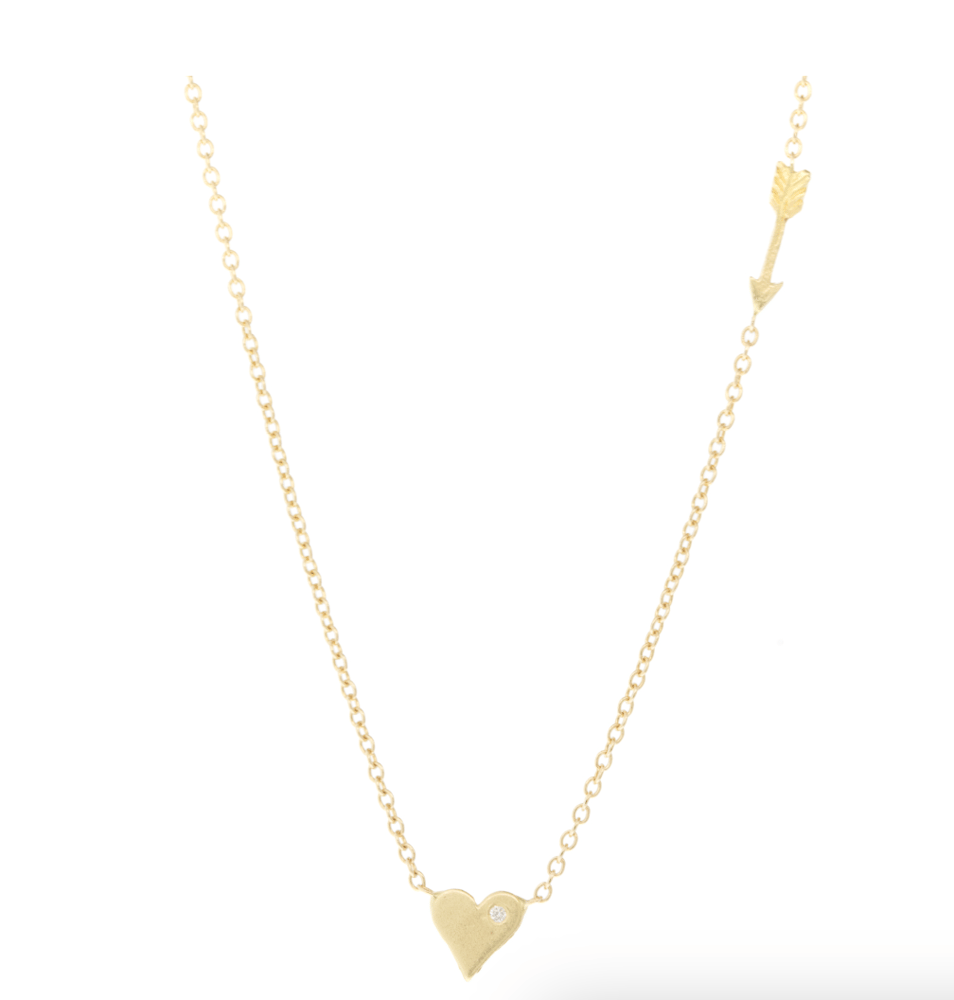 Image of 14kt and Diamond Heart and Arrow Necklace