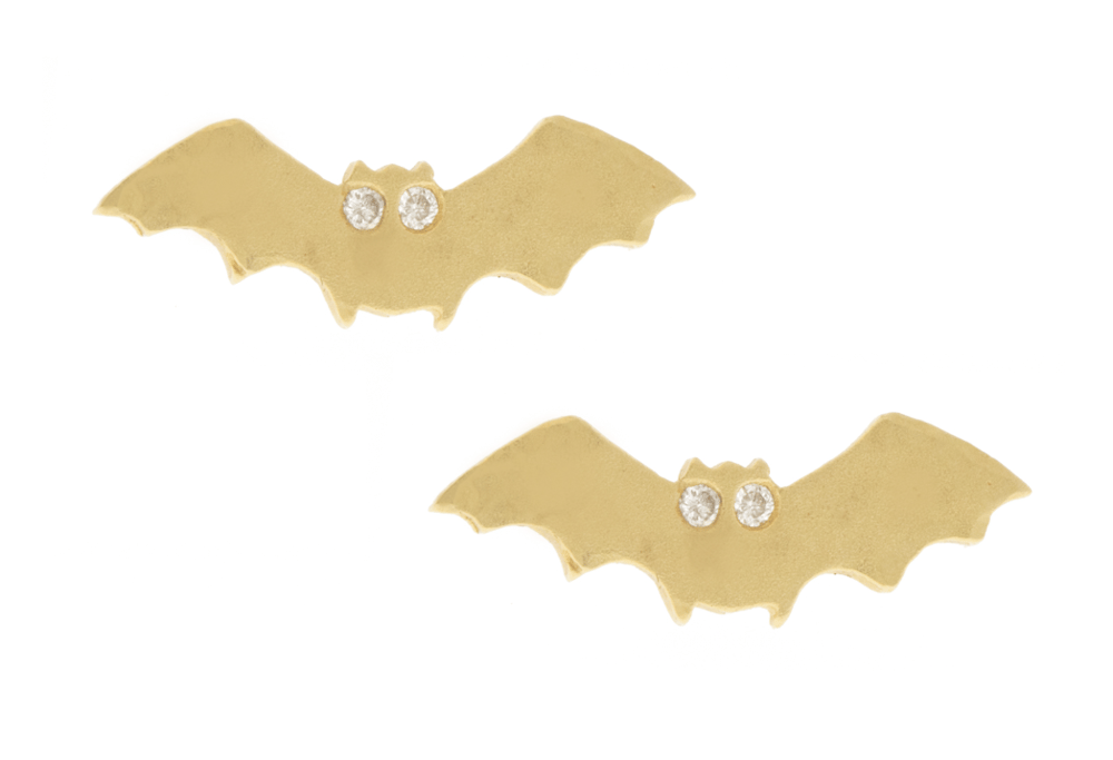 Image of 14 kt and Diamond Bat Studs