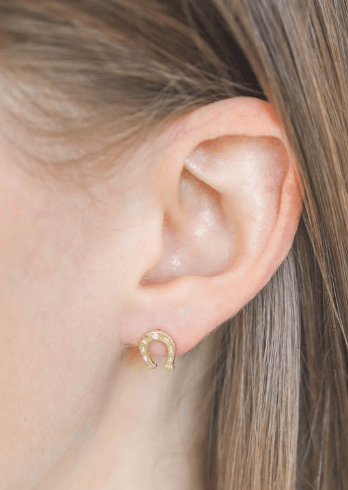 Image of 14 Kt and Diamond Horseshoe Studs