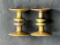Image 6 of Two Sets Mid-Size Circular Door Handles in Bronze, Mid-20th Century, France