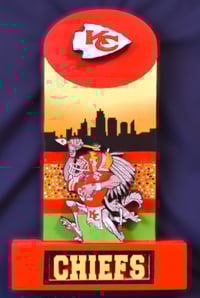 Image 1 of Kansa City Chiefs Hand Crafted NFL 3D Wooden Diorama Cartooning Wall Décor