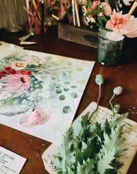 Image 2 of Flower Garden Dreams -Original Watercolor Painting 