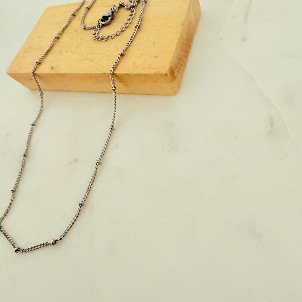 Image of Sideways Bead Chain in Silver tone. - Pack of 4 Chains