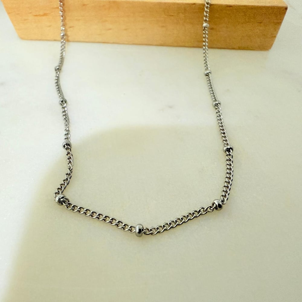 Image of Sideways Bead Chain in Silver tone. - Pack of 4 Chains
