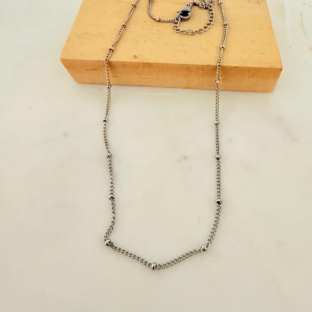 Image of Sideways Bead Chain in Silver tone. - Pack of 4 Chains