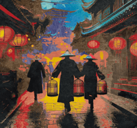 Image 4 of Bird Merchants - 3 Framed Original Watercolor Paintings