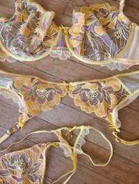 Image 3 of yellow bra and panty and garter belt